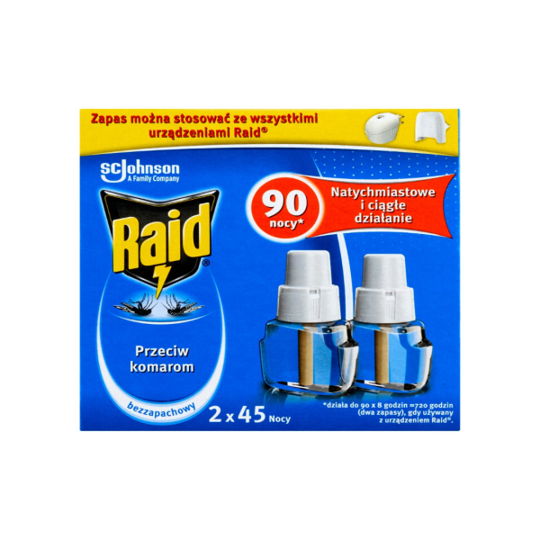 Raid Proti komárům zásoba bez zápachu 2 x 45 denní, 2 x 27 ml