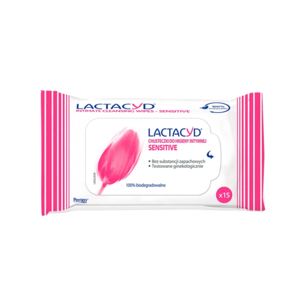 Lactacyd, Sensitive, Delikatne chusteczki do higieny intymnej 15szt.